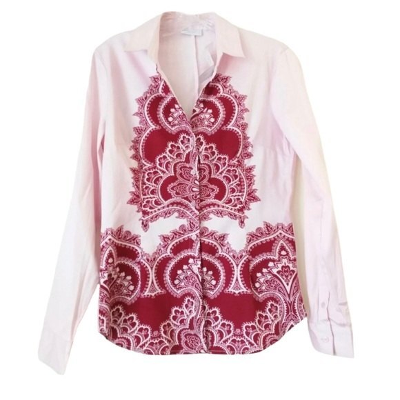 New York & Company Pink Maroon Long Sleeve Career Top S - Picture 1 of 10
